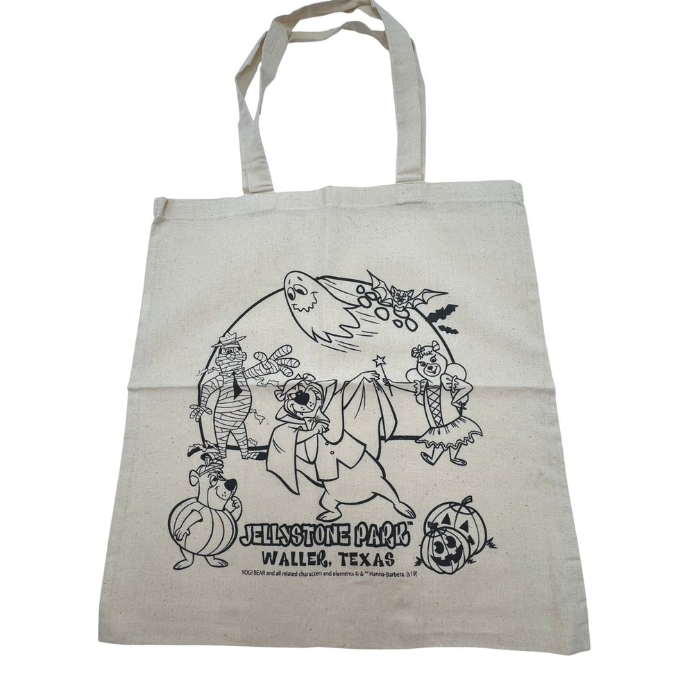 Yogi Bear Jellystone Park Waller Texas Halloween Canvas Tote Bag Cream Coloring